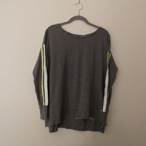 Sweaty Betty Gray Long Sleeve Top Colorful Striped Sleeves size S